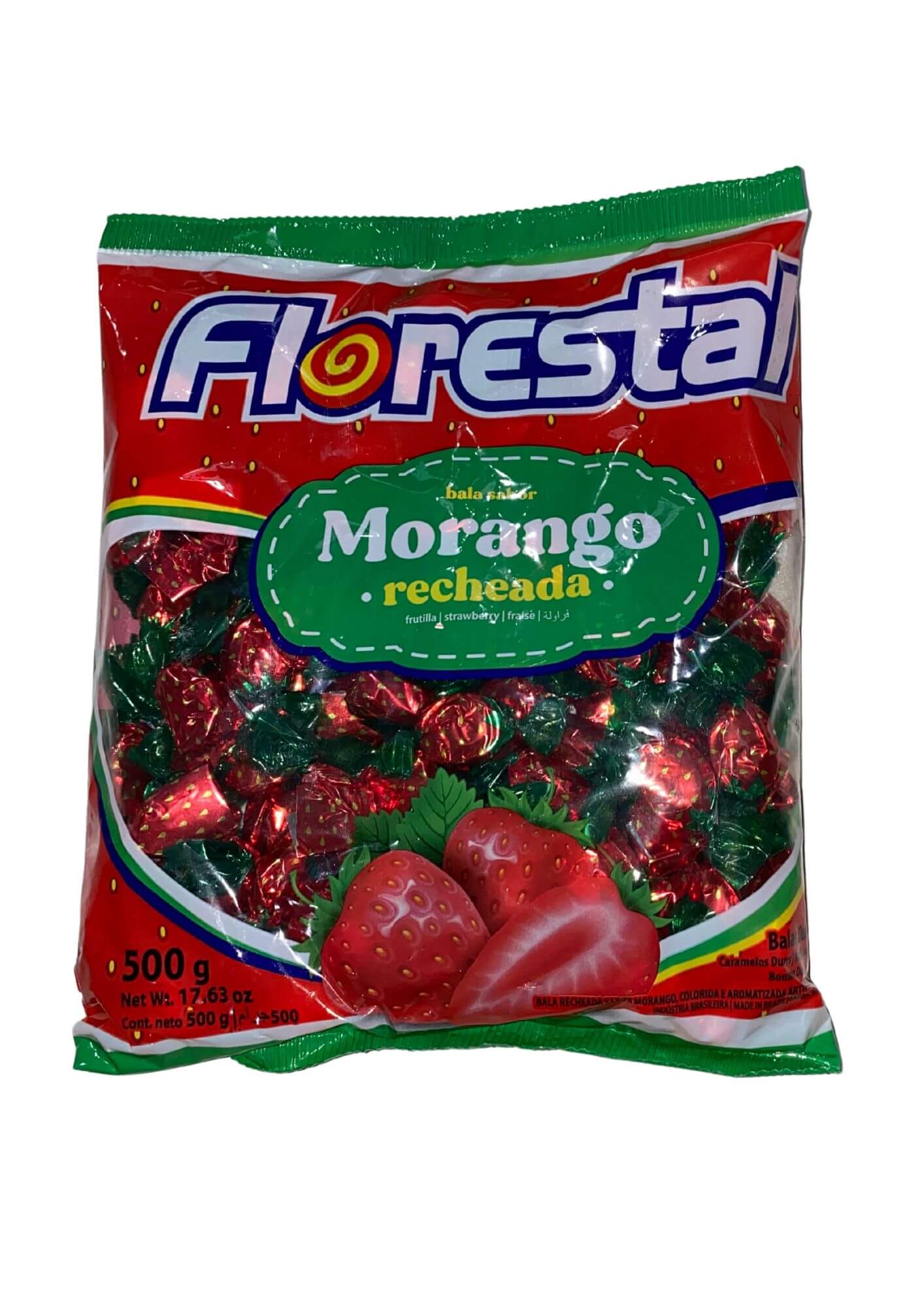 Bala sabor morango recheada - Florestal